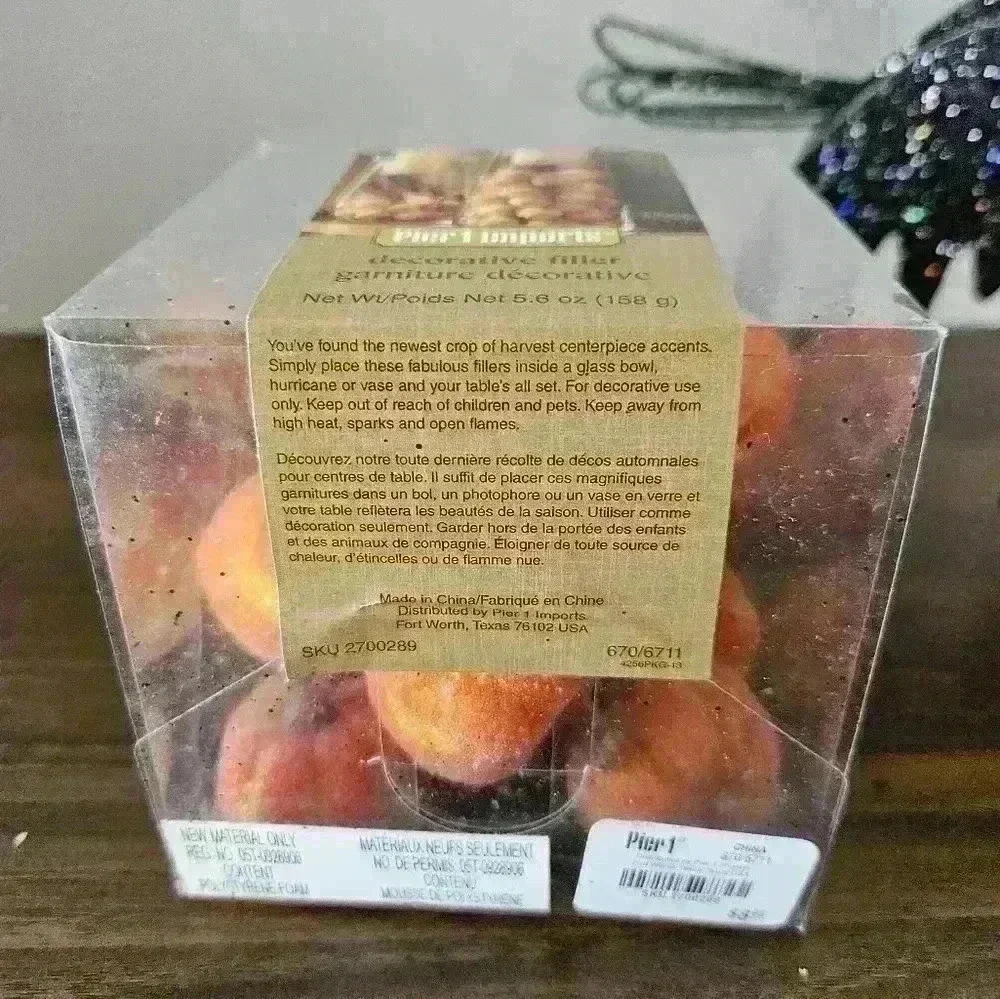 Pier 1 Metal Black Sparkly Raven Candle Holder and Box of Small Pumpkins